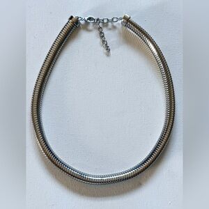On 34th Silver Tone Snake Chain Choker Necklace Adjustable